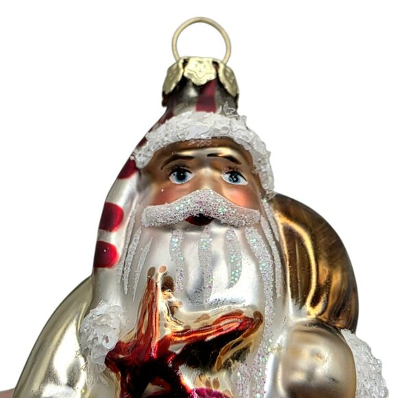 Vintage Coastal Santa Claus Christmas Ornament Nautical Sea Lighthouse Sailboat - Picture 2 of 10